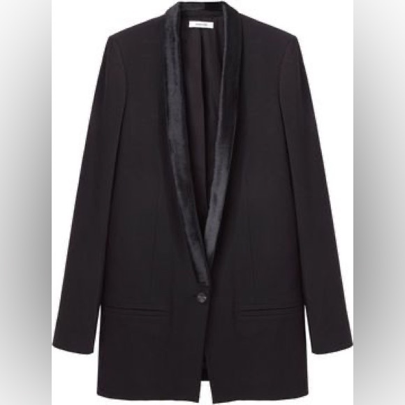 Helmut Lang Jackets & Blazers - HELMUT LANG Black Blazer with Calf Hair Lapel